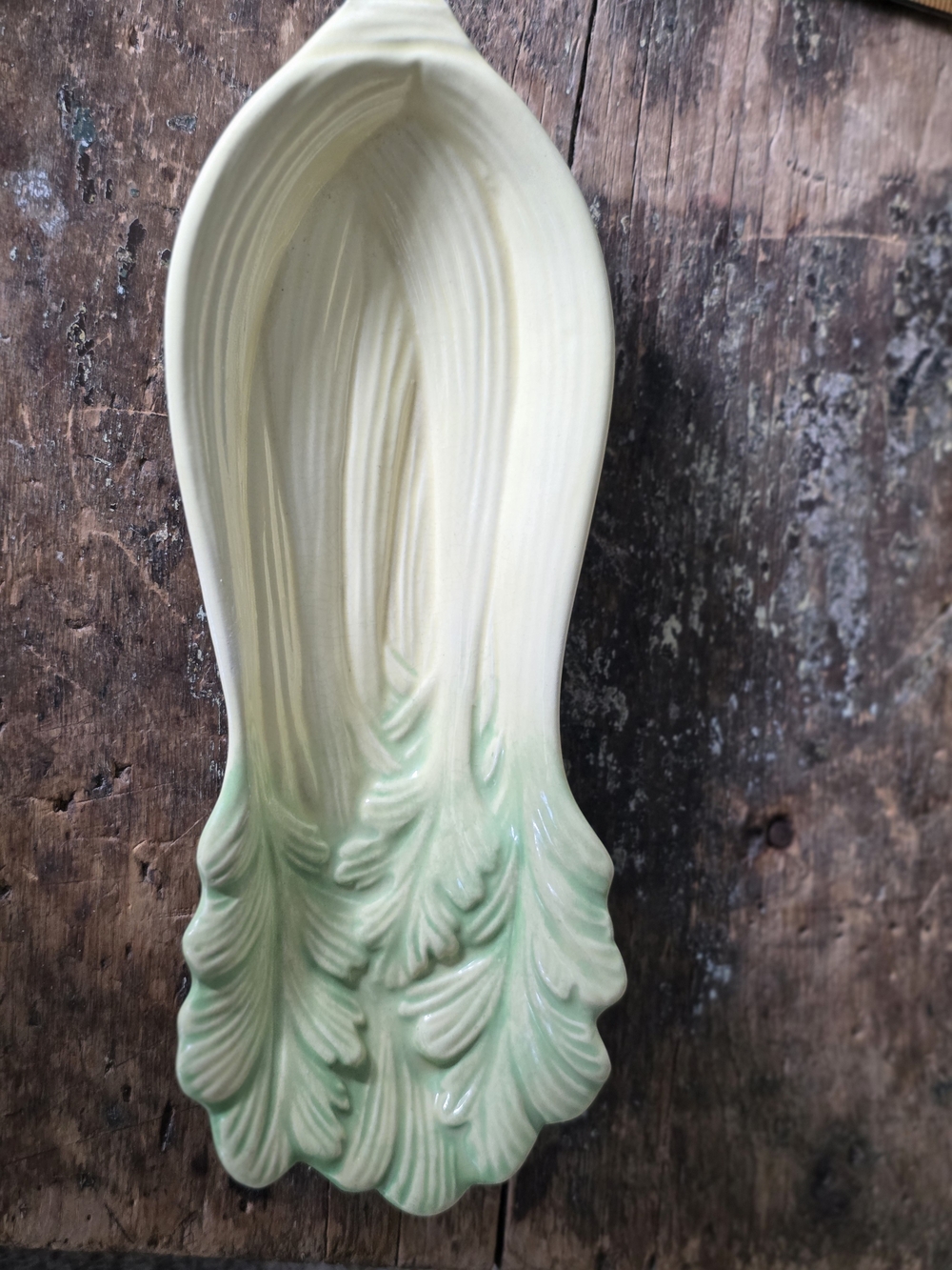 Mid Century Ceramic Decorative Leaf Dish - Yellow and Pale Green
